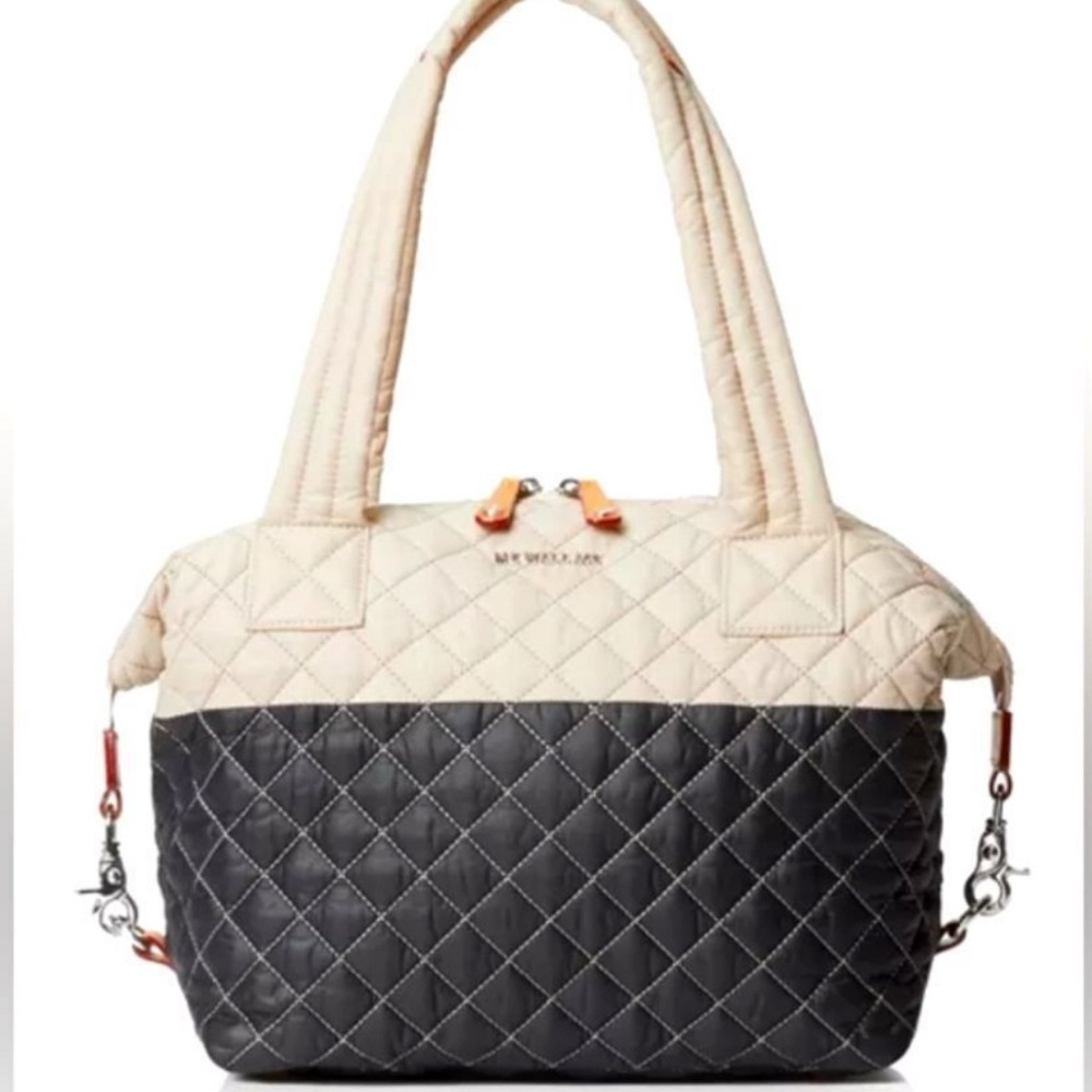 Stylish Black and Cream Quilted Women's Bag
